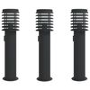 vidaXL L&aacute;mparas de suelo exterior con enchufe 3 uds acero negro 60 cm