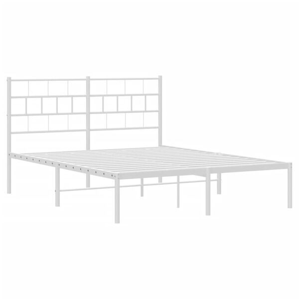 vidaXL Estructura cama sin colch&oacute;n con cabecero metal blanco 140x190cm