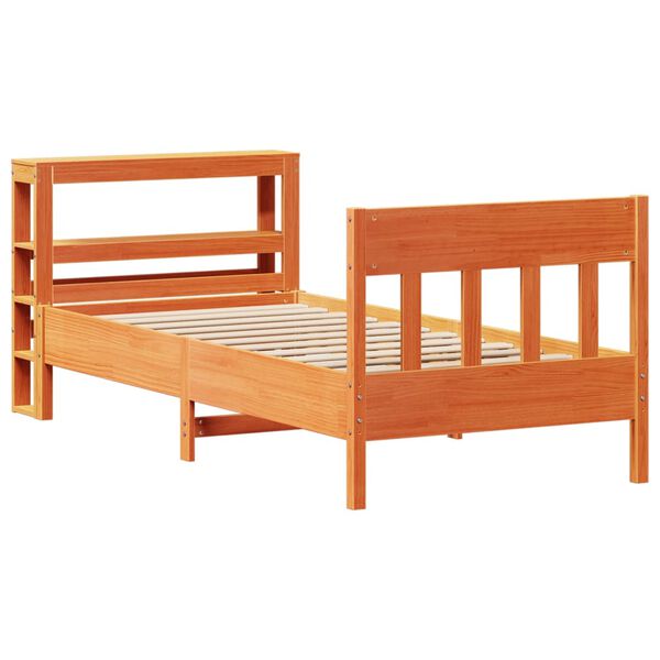 vidaXL Estructura de cama sin colch&oacute;n madera de pino marr&oacute;n 90x200 cm