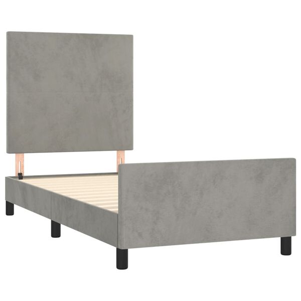vidaXL Estructura de cama sin colch&oacute;n terciopelo gris claro 100x200 cm