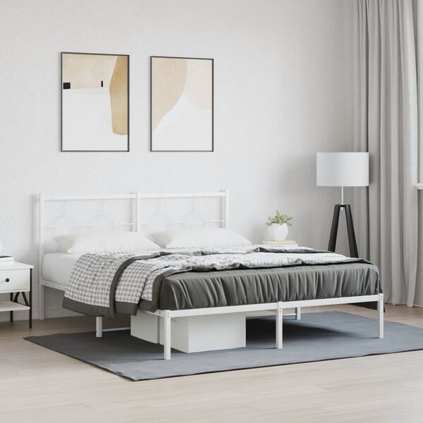 vidaXL Estructura cama sin colchón con cabecero metal blanco 150x200cm