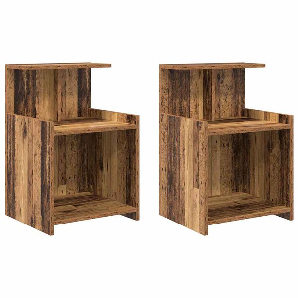 vidaXL Armario de Noche 2 pcs Madera vieja 40 x 35 x 60 cm