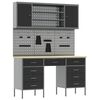 vidaXL Armario de trabajo 8 uds. Negro Madera Ingenierizada y Acero