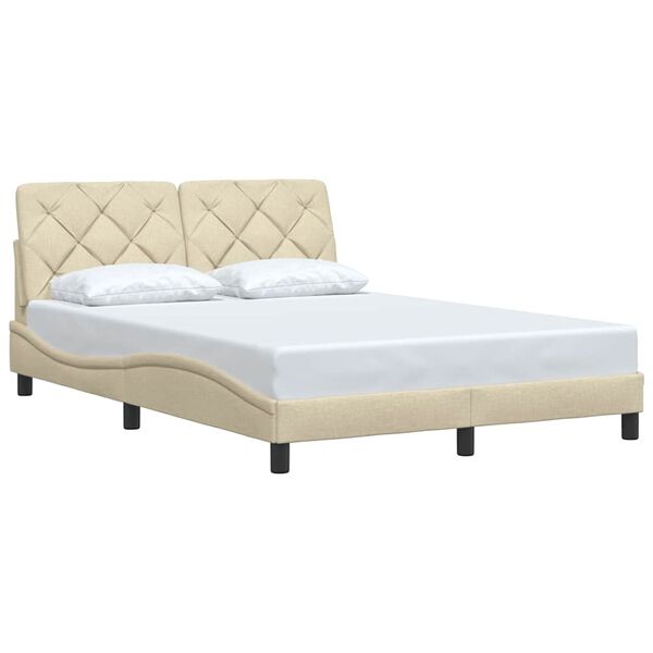 vidaXL Estructura de cama sin colch&oacute;n tela color crema 140x190 cm