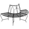 vidaXL Banco de jard&iacute;n semicircular de acero negro 159 cm