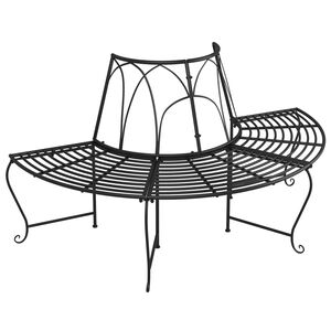 vidaXL Banco de jard&iacute;n semicircular de acero negro 159 cm
