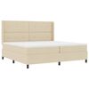 vidaXL Cama Box Spring LED con cabecera Crema 200 x 200 cm tela
