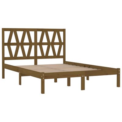 vidaXL Estructura cama de matrimonio madera de pino marrón 135x190 cm –  Bechester