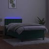 vidaXL Cama box spring colch&oacute;n y LED terciopelo verde oscuro 90x200 cm