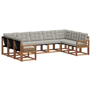 vidaXL Conjunto de sof&aacute;s de exterior 9 pcs Gris Natural y Claro