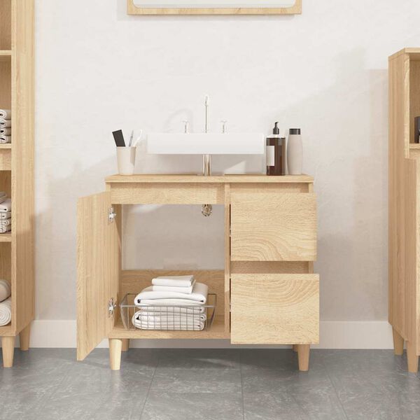 vidaXL Armario de ba&ntilde;o madera contrachapada roble Sonoma 65x33x60 cm