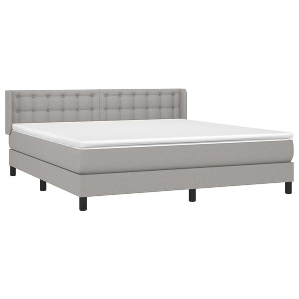 vidaXL Cama box spring con colch&oacute;n tela gris claro 180x200 cm
