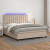 vidaXL Cama box spring colch&oacute;n LED cuero sint&eacute;tico capuchino 160x200cm