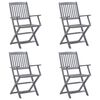 vidaXL Sillas de jardín plegables 4 uds cojines madera maciza acacia