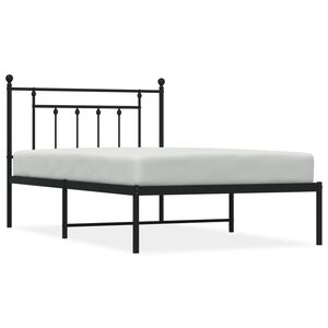 vidaXL Estructura cama sin colch&oacute;n con cabecero metal negro 107x203 cm