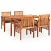 vidaXL Set comedor de jard&iacute;n 5 pzas y cojines madera maciza de acacia