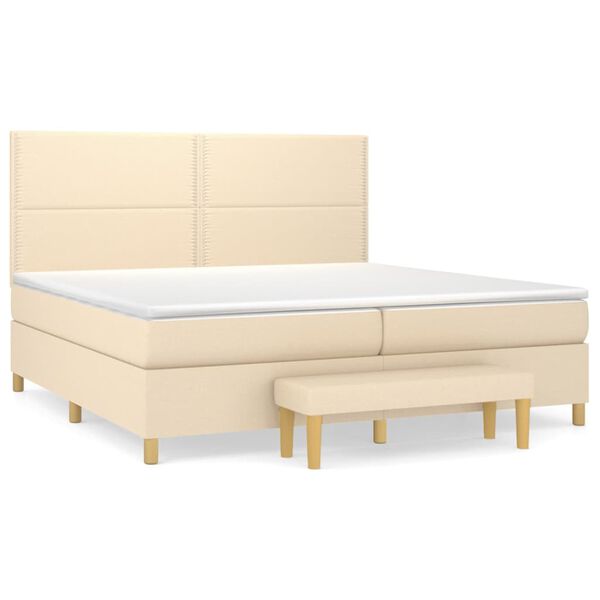 vidaXL Cama box spring con colch&oacute;n tela color crema 200x200 cm