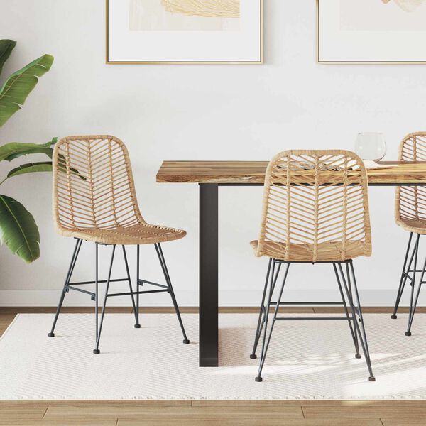 vidaXL Silla de comedor 2 pcs Natural 44 x 47 x 85 cm Ratan e Hierro