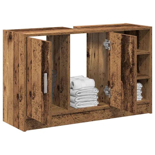 vidaXL Mueble de Cuarto de Ba&ntilde;o Madera envejecida 90 x 29 x 55 cm
