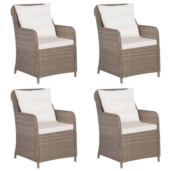 vidaXL Juego de comedor de jard&iacute;n 5 piezas con cojines marr&oacute;n