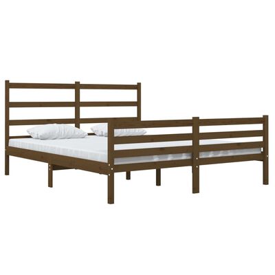 vidaXL Estructura cama de matrimonio madera de pino marrón 135x190 cm