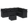 vidaXL Set de comedor de jard&iacute;n 7 pzas y cojines rat&aacute;n sint&eacute;tico negro