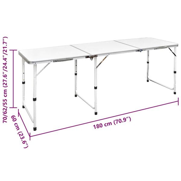 Mesita plegable de aluminio camping 180 x 60 cm