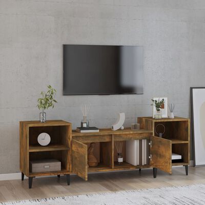 vidaXL Mueble para TV madera contrachapada roble ahumado 160x35x55 cm