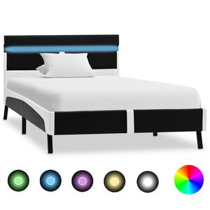 vidaXL Estructura cama LED sin colch&oacute;n cuero sint&eacute;tico negro 90x200 cm