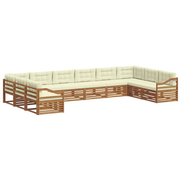 vidaXL Juegos de sof&aacute;s 10 pcs Natural y Crema Madera de Acacia S&oacute;lida