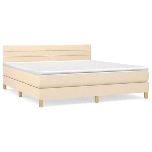 vidaXL Cama box spring con colch&oacute;n tela color crema 180x200 cm