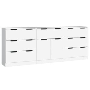 vidaXL Aparador de 3 piezas madera contrachapada blanco