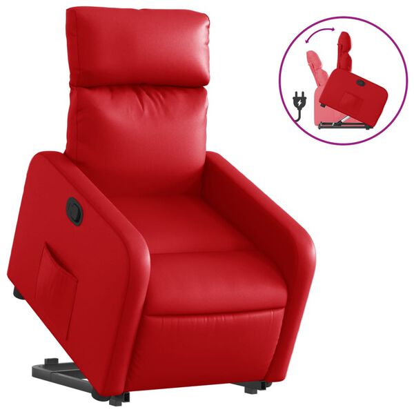 vidaXL Sill&oacute;n reclinable elevable cuero artificial rojo