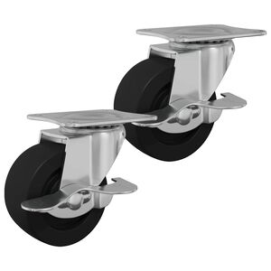 vidaXL Rueda 2 pcs Negro y plateado 63 x 48 x 46 mm Hierro y nylon