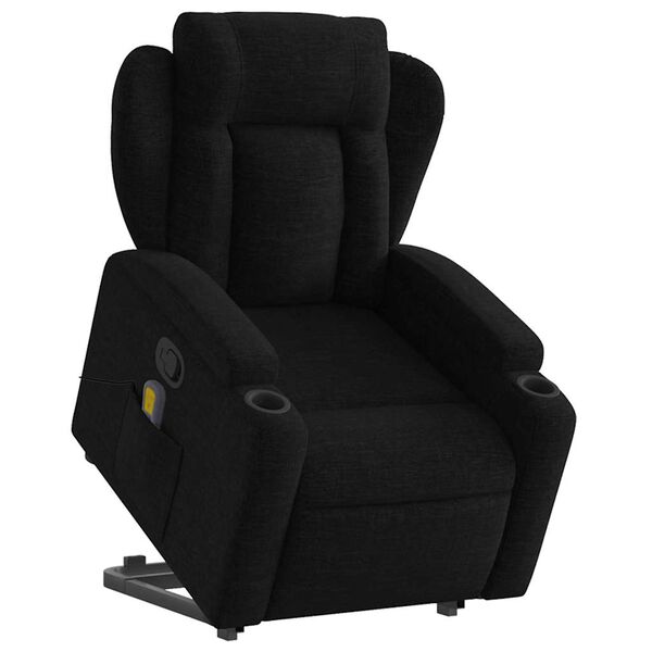 vidaXL Sill&oacute;n reclinable de masaje elevable tela negro
