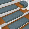 vidaXL Alfombrillas para escaleras 15 unidades 65x21x4 cm Verde oscuro Borde rectangular