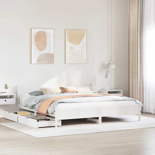 vidaXL Estructura de cama sin colch&oacute;n madera maciza blanca 200x200 cm