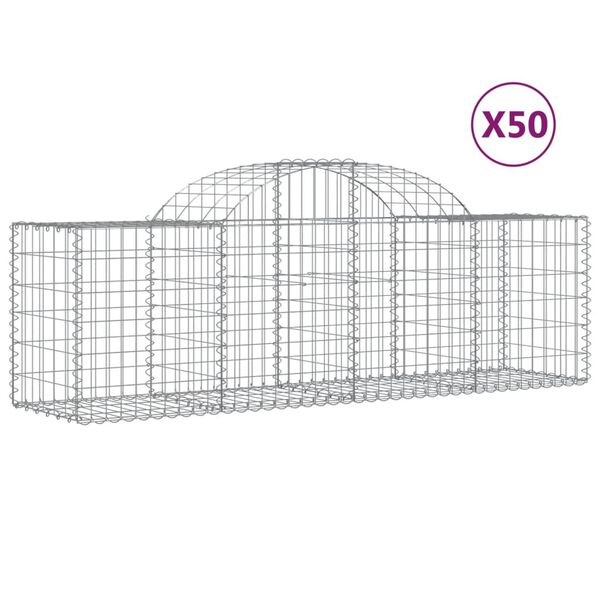 vidaXL Cestas de gaviones 50 uds forma de arco hierro 200x50x60/80 cm
