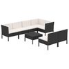 vidaXL Set de muebles de jard&iacute;n 8 pzas y cojines rat&aacute;n sint&eacute;tico negro
