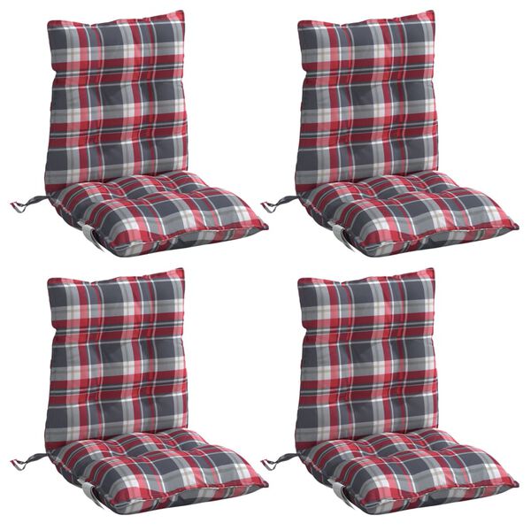 vidaXL Cojines para silla respaldo bajo 4 uds tela Oxford cuadros rojo