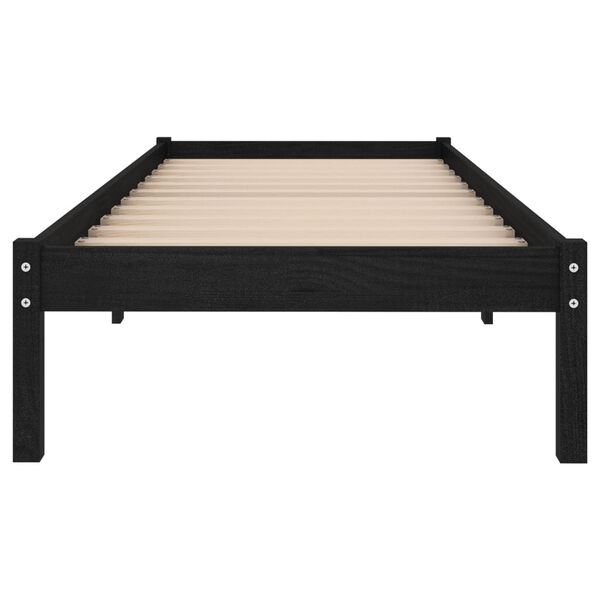 vidaXL Estructura de cama individual pequeña sin colchón madera negro