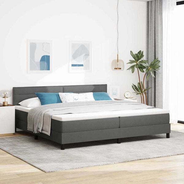 vidaXL Cama tipo Box Spring con colch&oacute;n Gris oscuro 200 x 200 cm tela