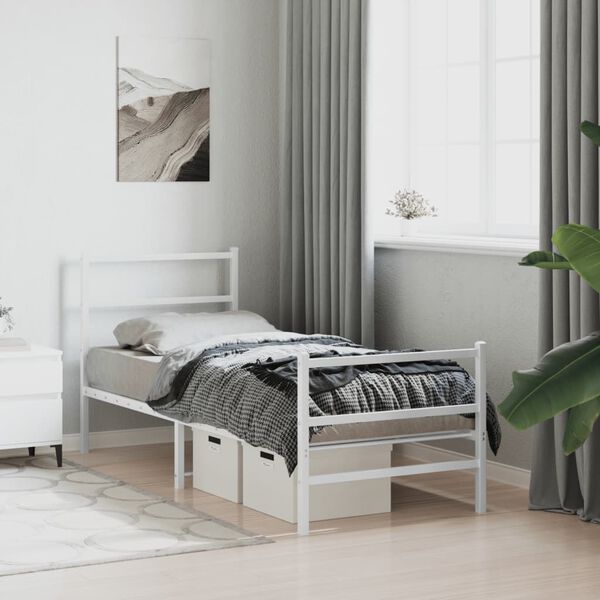 vidaXL Estructura cama sin colchón con estribo metal blanco 75x190 cm
