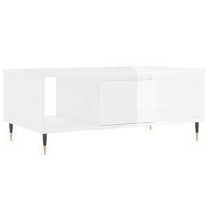 vidaXL Mesa de centro madera contrachapada blanco brillo 90x50x36,5 cm