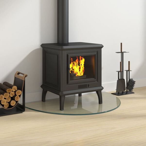 vidaXL Placa de vidrio para chimenea semicircular 800x500 mm