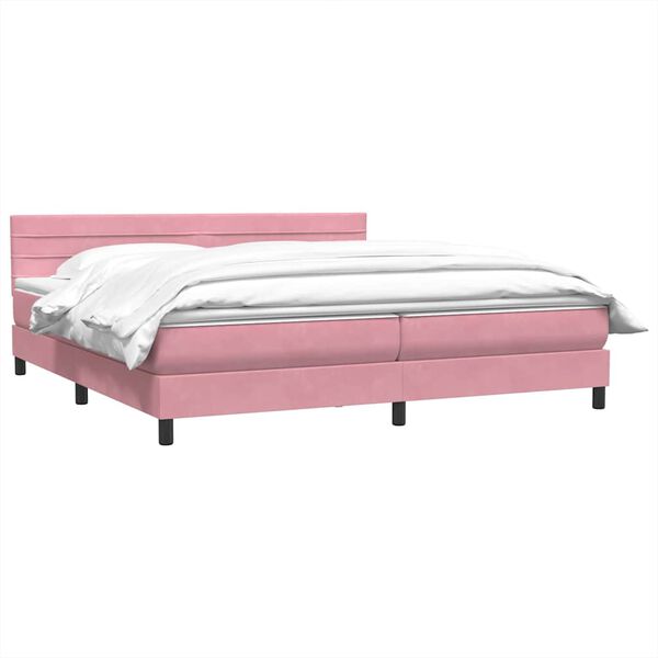 vidaXL Cama box spring con colch&oacute;n terciopelo rosa 180x220 cm