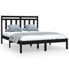 vidaXL Estructura de cama de madera maciza negra 140x190 cm