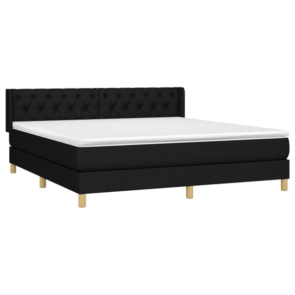 vidaXL Cama box spring con colch&oacute;n tela negro 160x200 cm