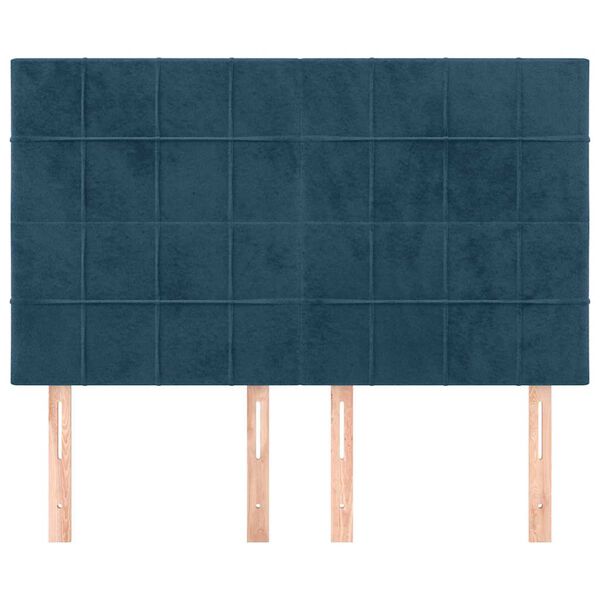 vidaXL Cabecero de cama azul oscuro 144x5x118/128 cm Terciopelo