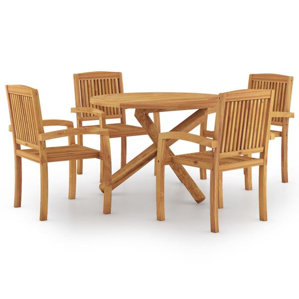 vidaXL Juego de comedor para jardín 5 piezas madera maciza de teca